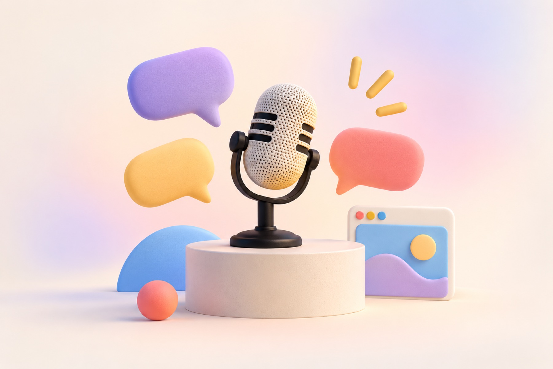 A playful 3D microphone and conversation shapes
